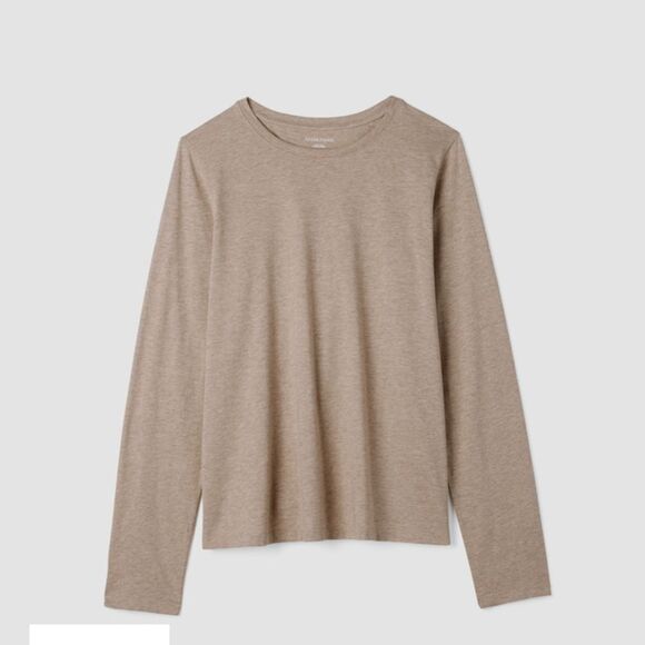 Eileen Fisher Mélange Fine Organic Cotton Jersey LongSlv T Color Biscuit XXS NWT - Picture 2 of 8